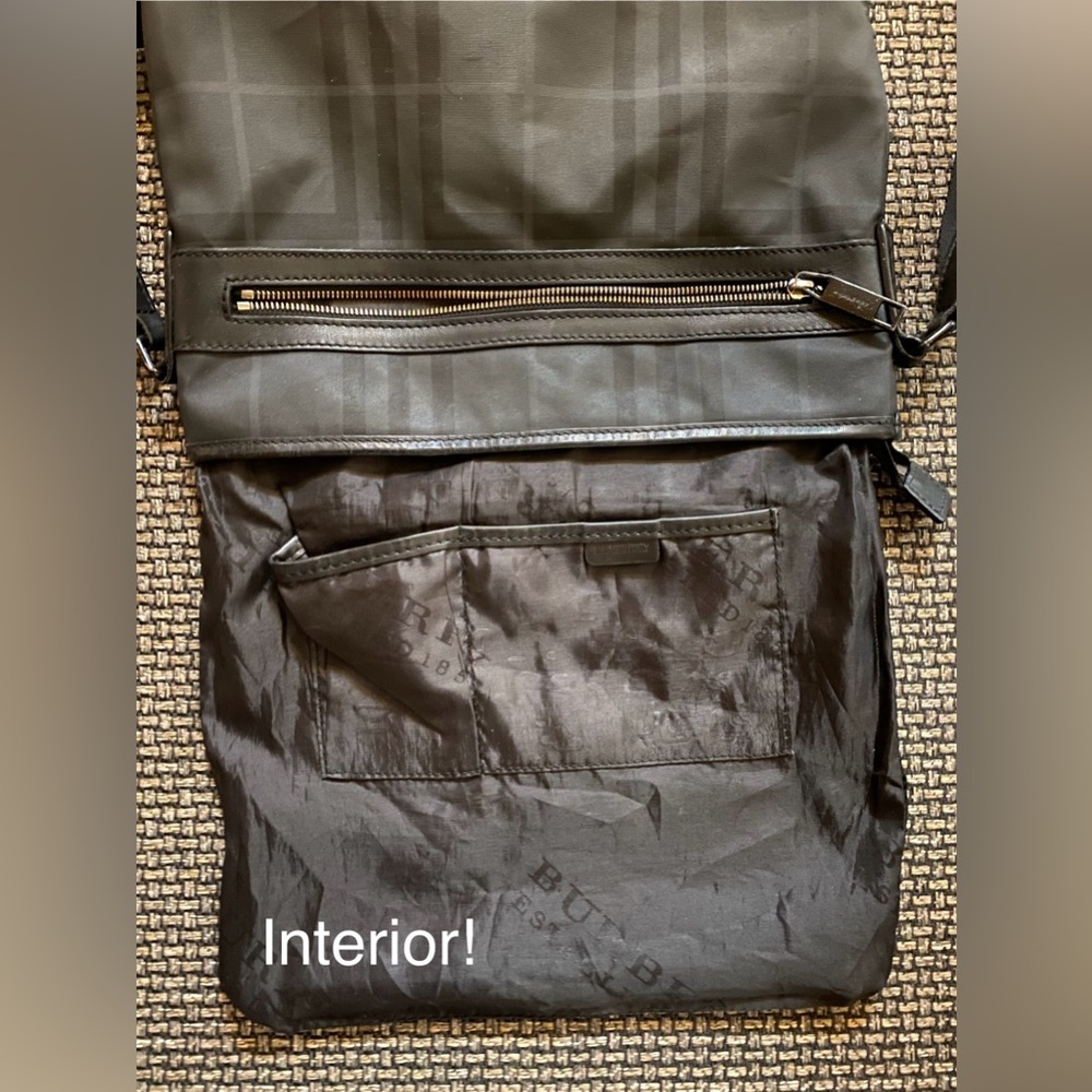 BURBERRY Black Check Messenger Bag w/LOGO Strapping/italian made🎁EUC - Picture 12 of 13